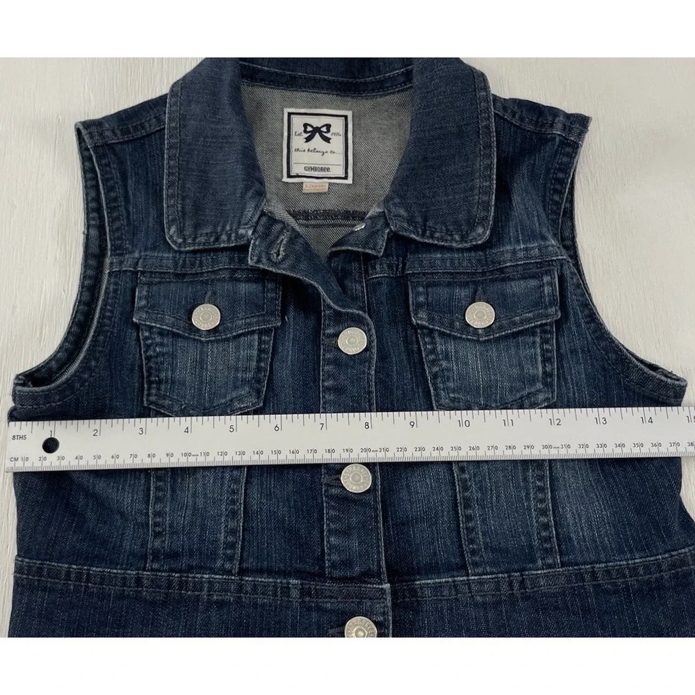Gymboree Blue‎ Denim Button Cowgirl Jean Vest Cropped Size Large 10/12 Stretch